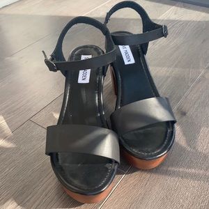Black platform strap heel sandals